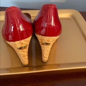 Red patent leather BCBG wedge shoe- women’s 10